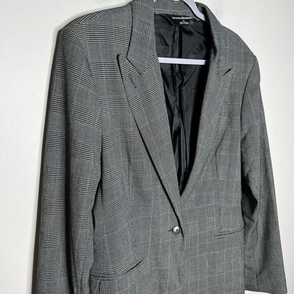 Norma Kamali Blazer Womens 18 Houndstooth Single Button Jacket Lined‎ Career - Picture 16 of 16